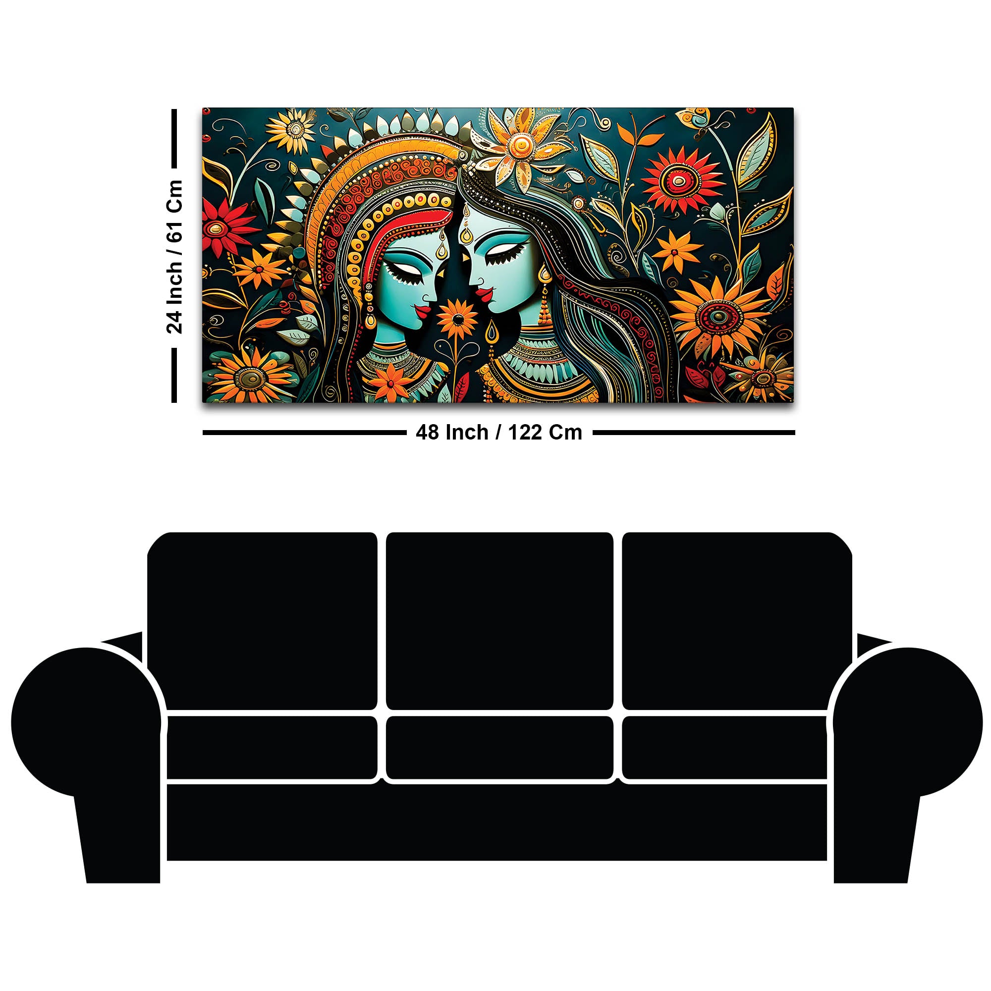 Radha Krishna Decorative Indian Canvas Painting