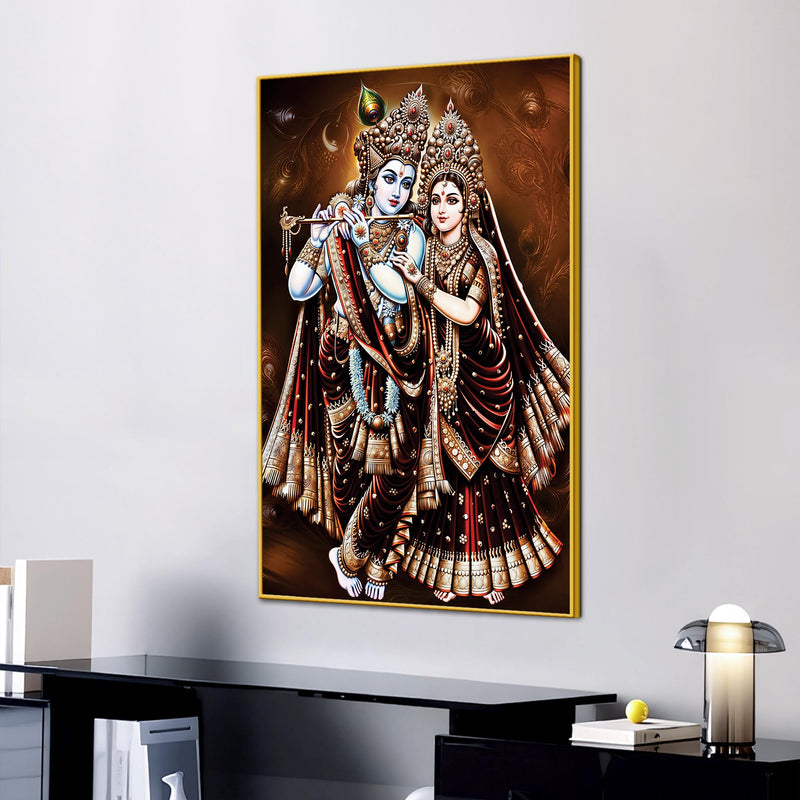 Radha Krishna Devotional Painting | Hindu Religious Décor