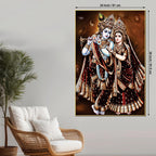 Radha Krishna Devotional Painting | Hindu Religious Décor