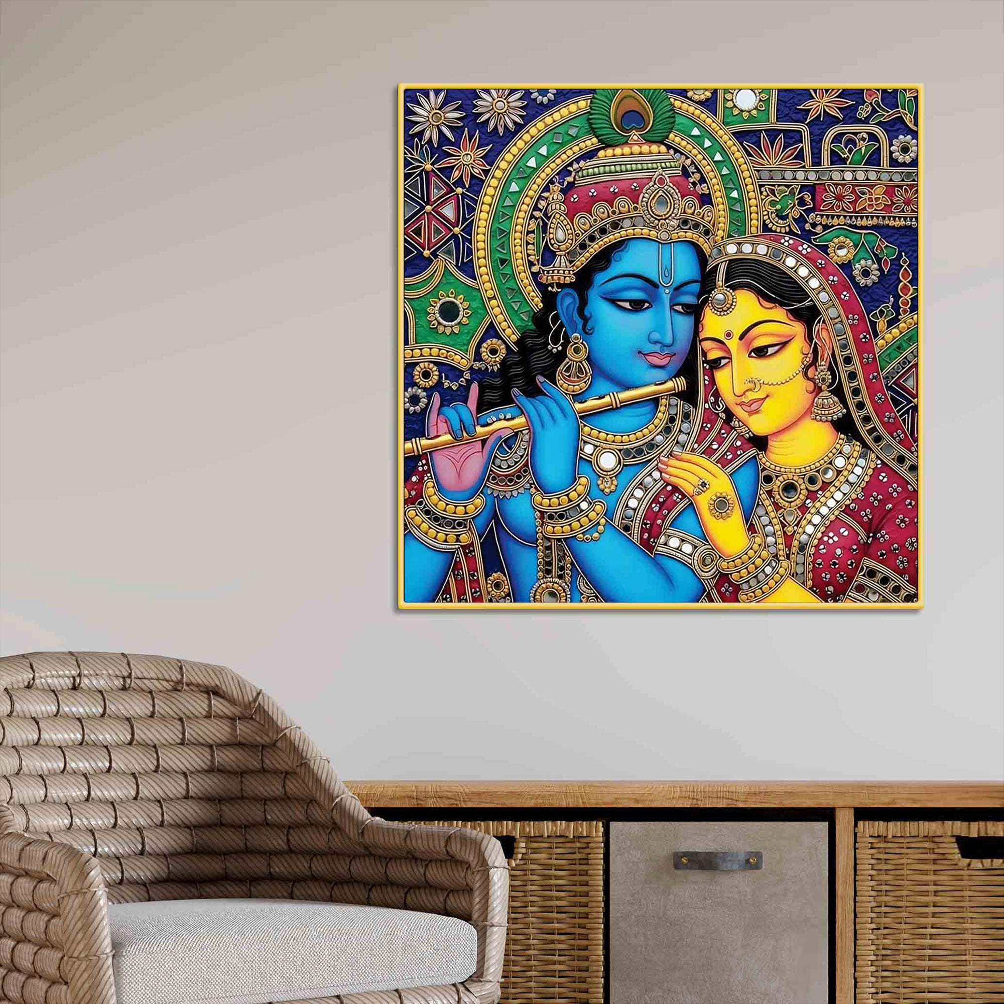 Radha Krishna Divine Canvas Painting | Spiritual Wall Décor