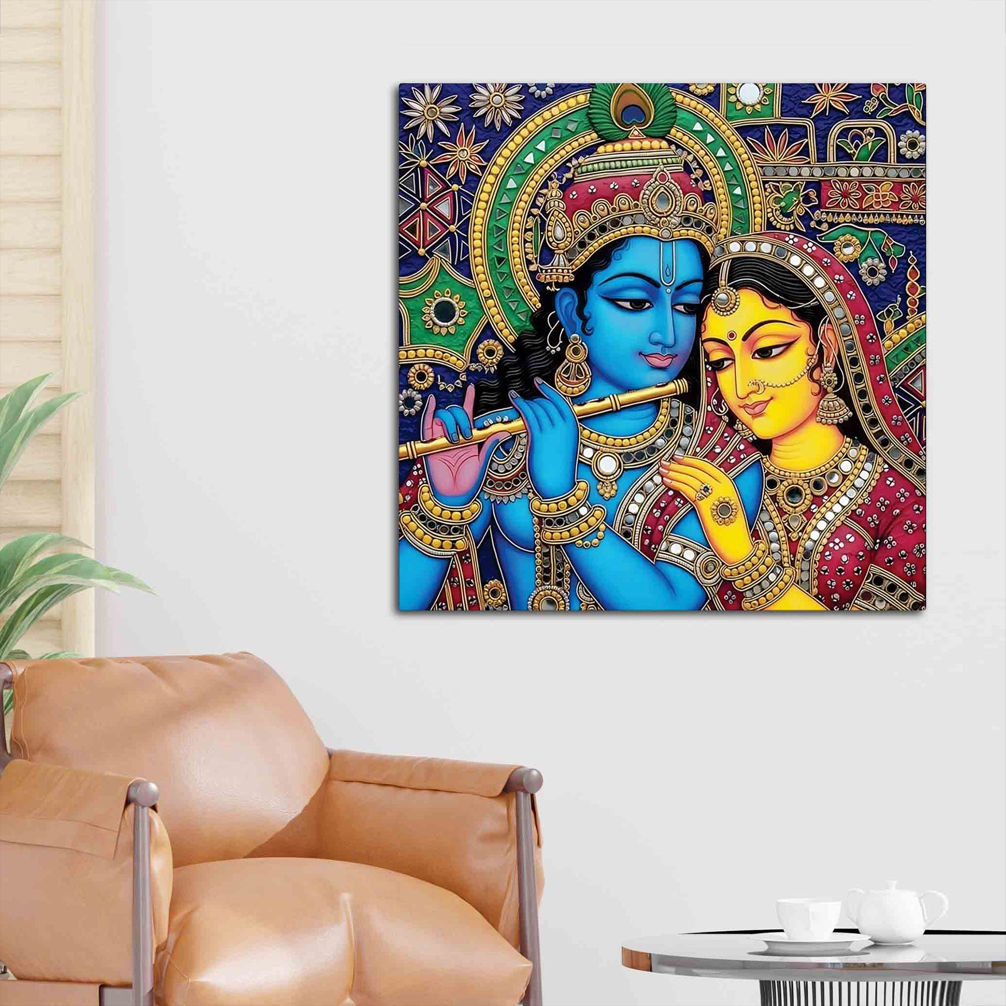 Radha Krishna Divine Canvas Painting | Spiritual Wall Décor