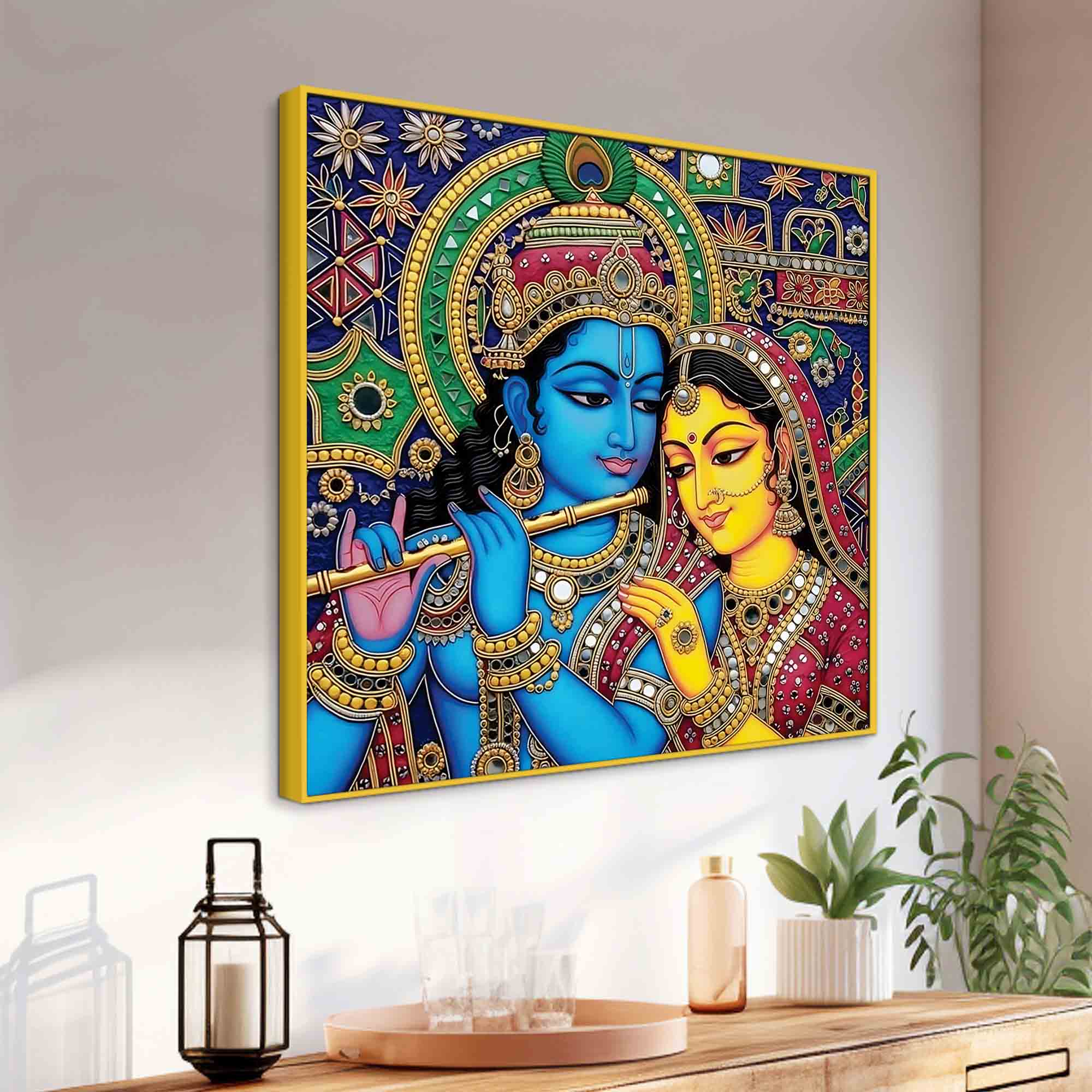 Radha Krishna Divine Canvas Painting | Spiritual Wall Décor