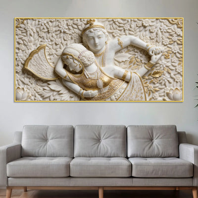 Radha Krishna Eternal Embrace 3D Canvas Wall Painting