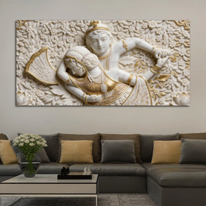 Radha Krishna Eternal Embrace 3D Canvas Wall Painting