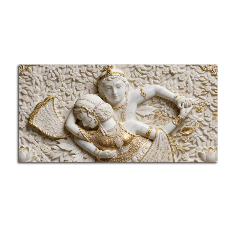 Radha Krishna Eternal Embrace 3D Canvas Wall Painting