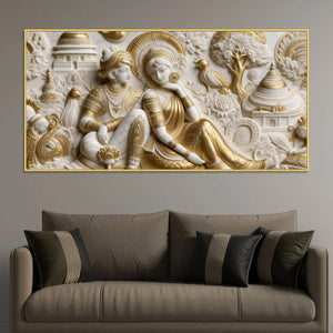 Radha Krishna Eternal Grace 3D Canvas Wall Painting