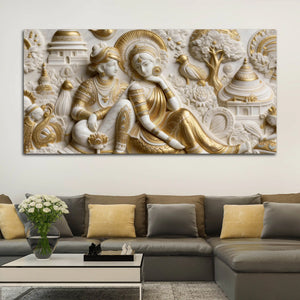 Radha Krishna Eternal Grace 3D Canvas Wall Painting