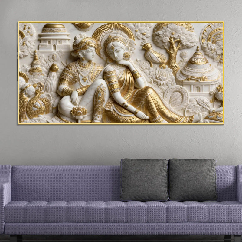 Radha Krishna Eternal Grace 3D Canvas Wall Painting