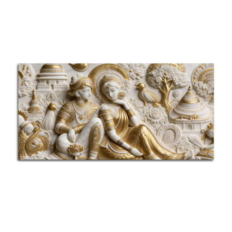 Radha Krishna Eternal Grace 3D Canvas Wall Painting