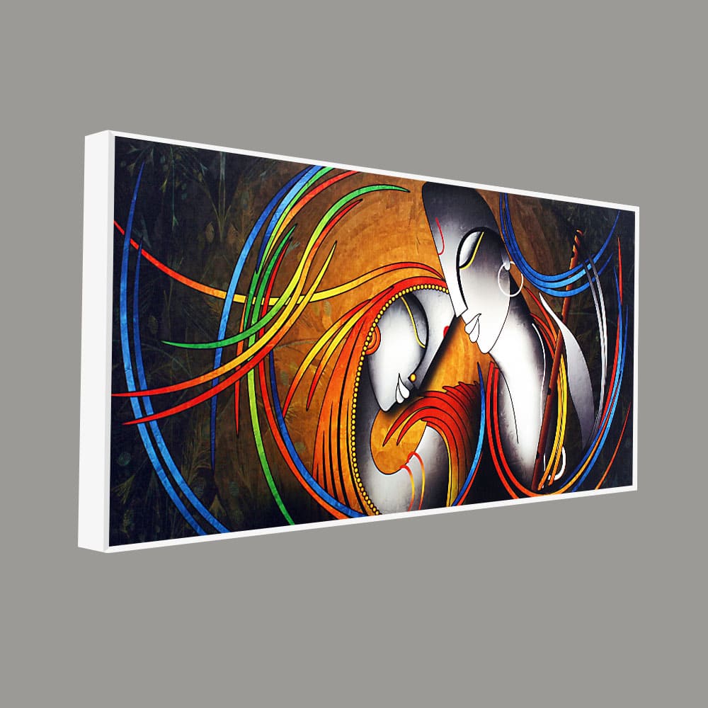 Radha Krishna Face Abstract Texture Canvas Wall Painting