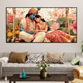 Radha Krishna Floral Garden Premium Wall Painting