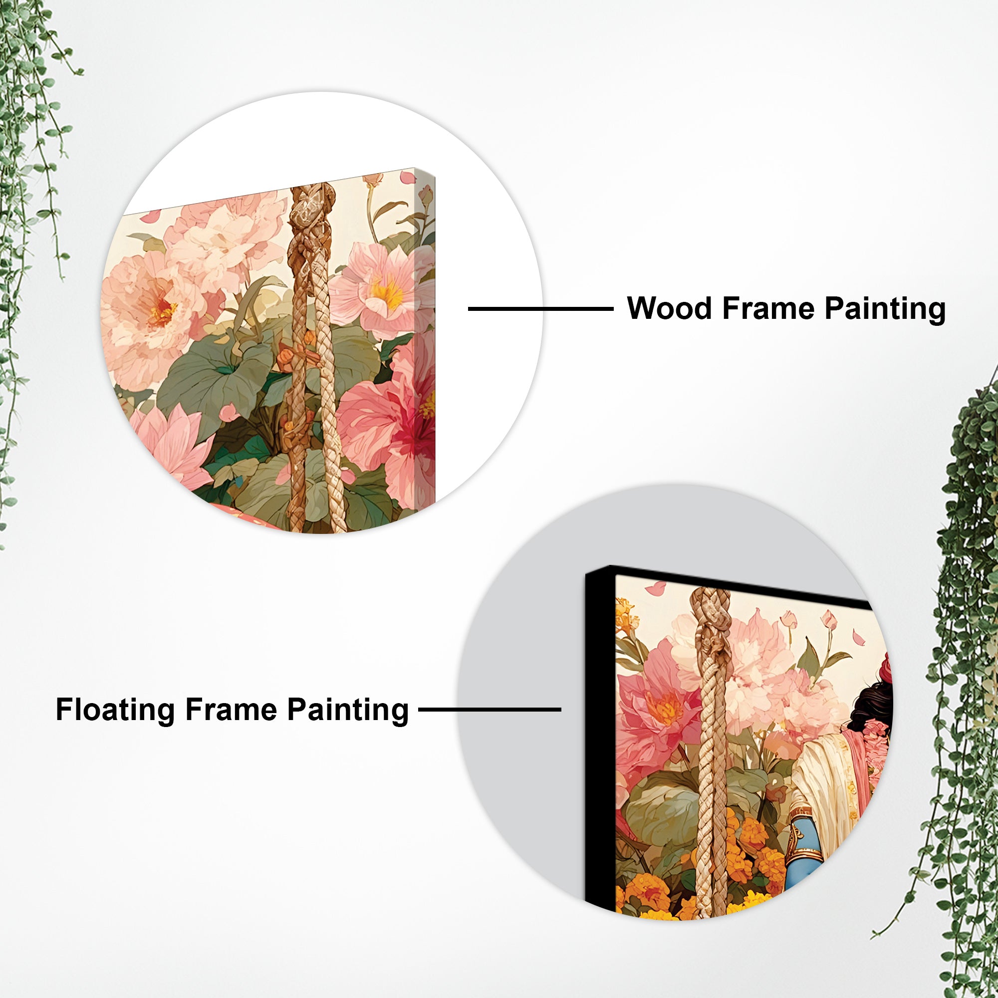 Radha Krishna Floral Garden Premium Wall Painting