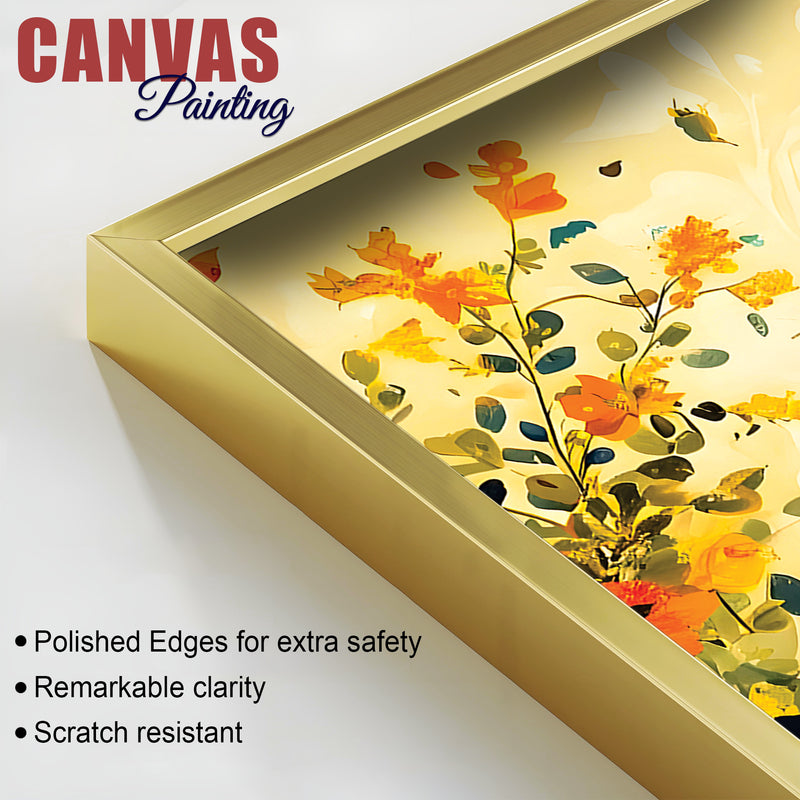 Radha Krishna Floral Spiritual Canvas Wall Painting for Home Decor