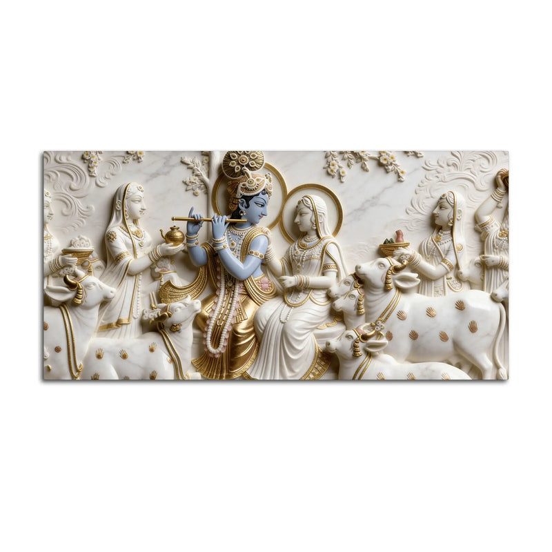 Radha Krishna Gokul Leela 3D Canvas Wall Painting