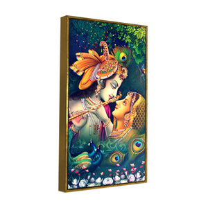 Radha Krishna in Anand Vatika Canvas Wall Painting for Hall