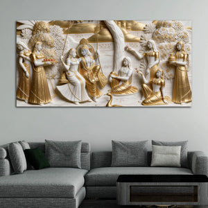 Radha Krishna Jhulan Utsav 3D Canvas Wall Painting