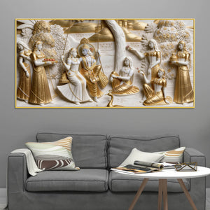 Radha Krishna Jhulan Utsav 3D Canvas Wall Painting