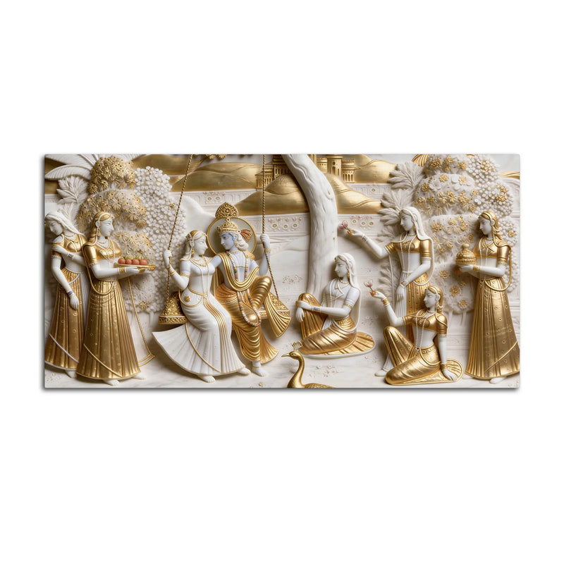 Radha Krishna Jhulan Utsav 3D Canvas Wall Painting