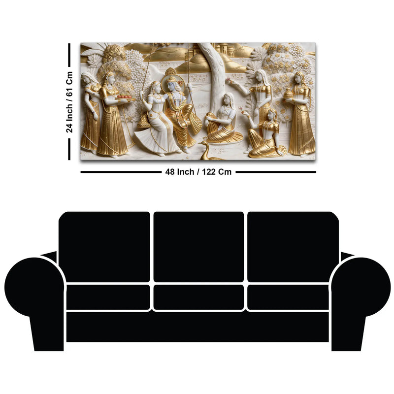 Radha Krishna Jhulan Utsav 3D Canvas Wall Painting