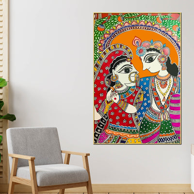 radha-krishna-love-madhubani-style-canvas-wall-painting