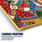 Radha Krishna Love Madhubani Style Canvas Wall Painting
