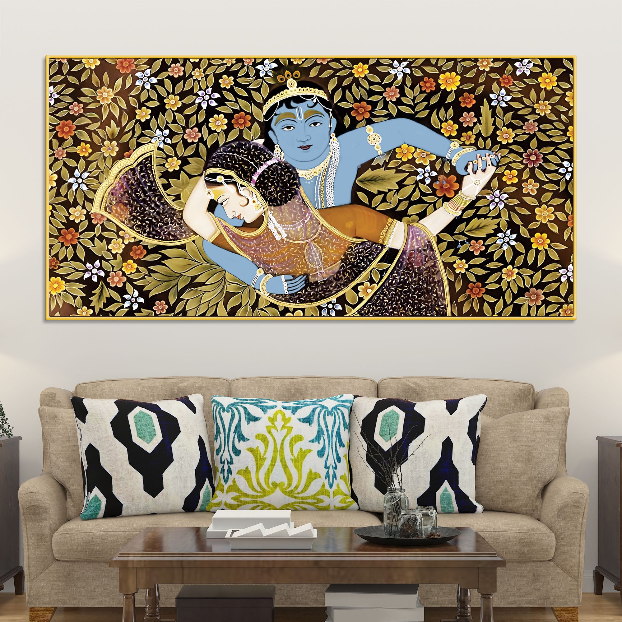 Radha Krishna Love Pichwai Style Premium Wall Painting