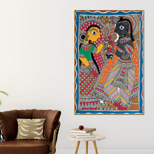 radha-krishna-madhubani-canvas-wall-painting-for-spiritual-home-decor