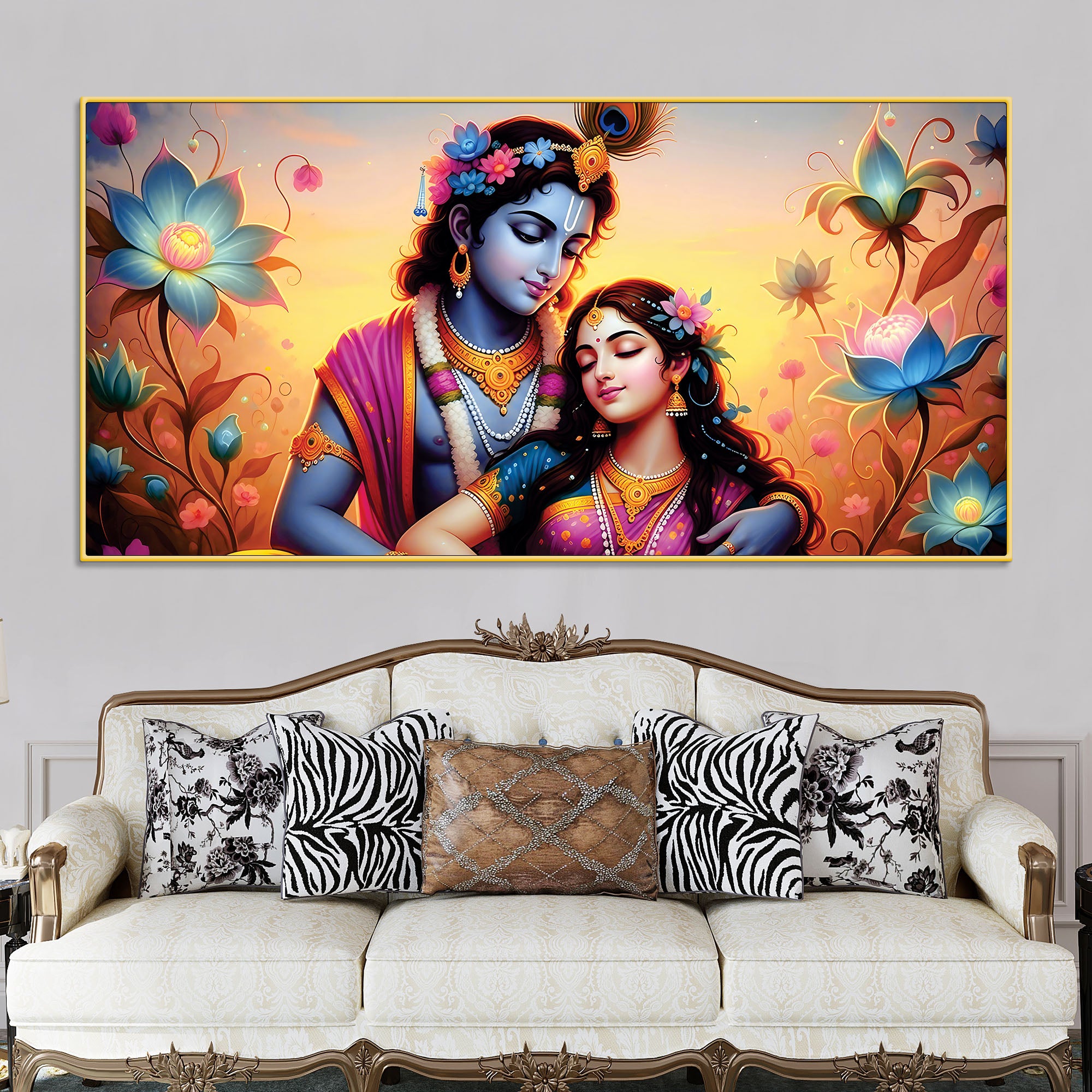 Radha Krishna Modern Wall Art Canvas Wall Painting