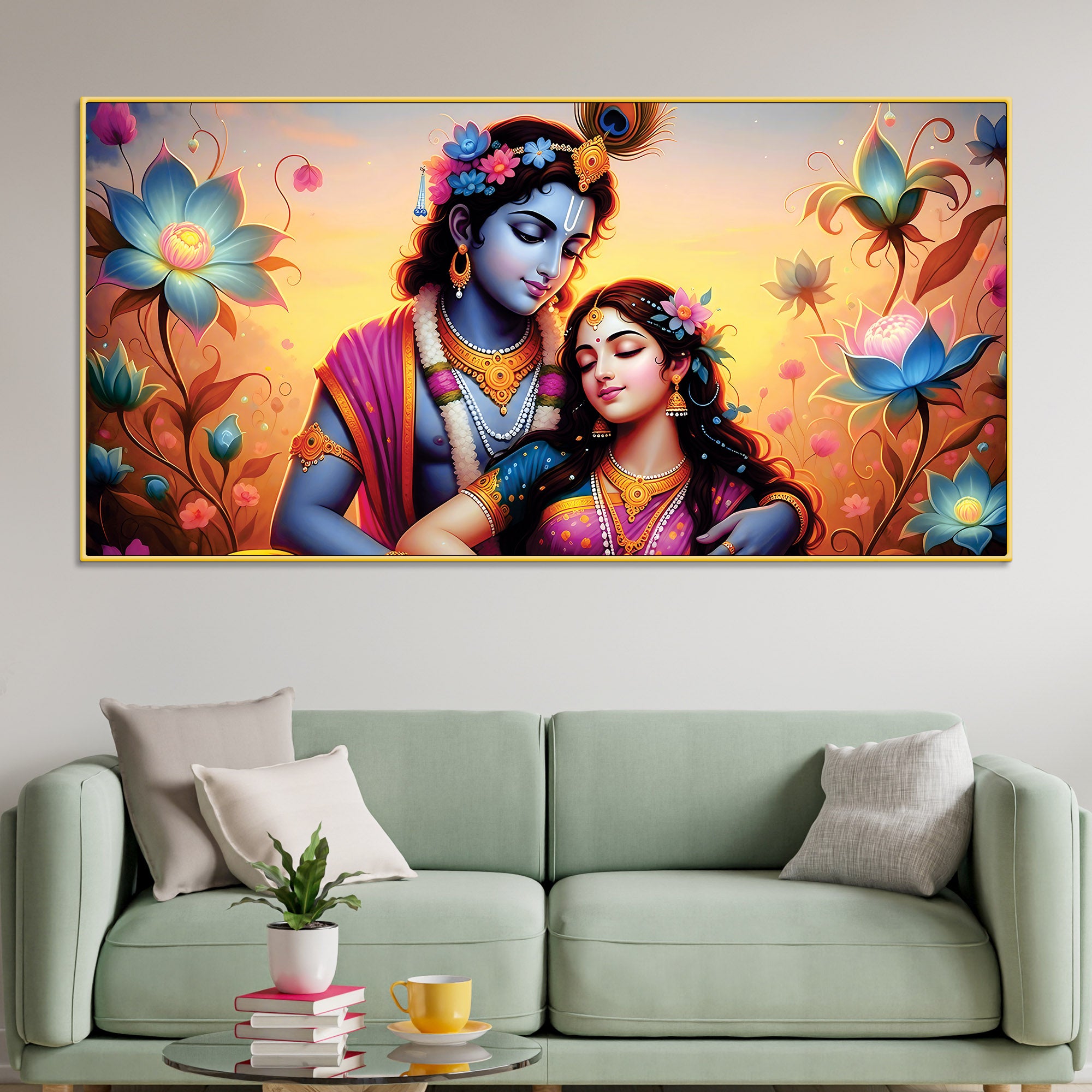 Radha Krishna Modern Wall Art Canvas Wall Painting