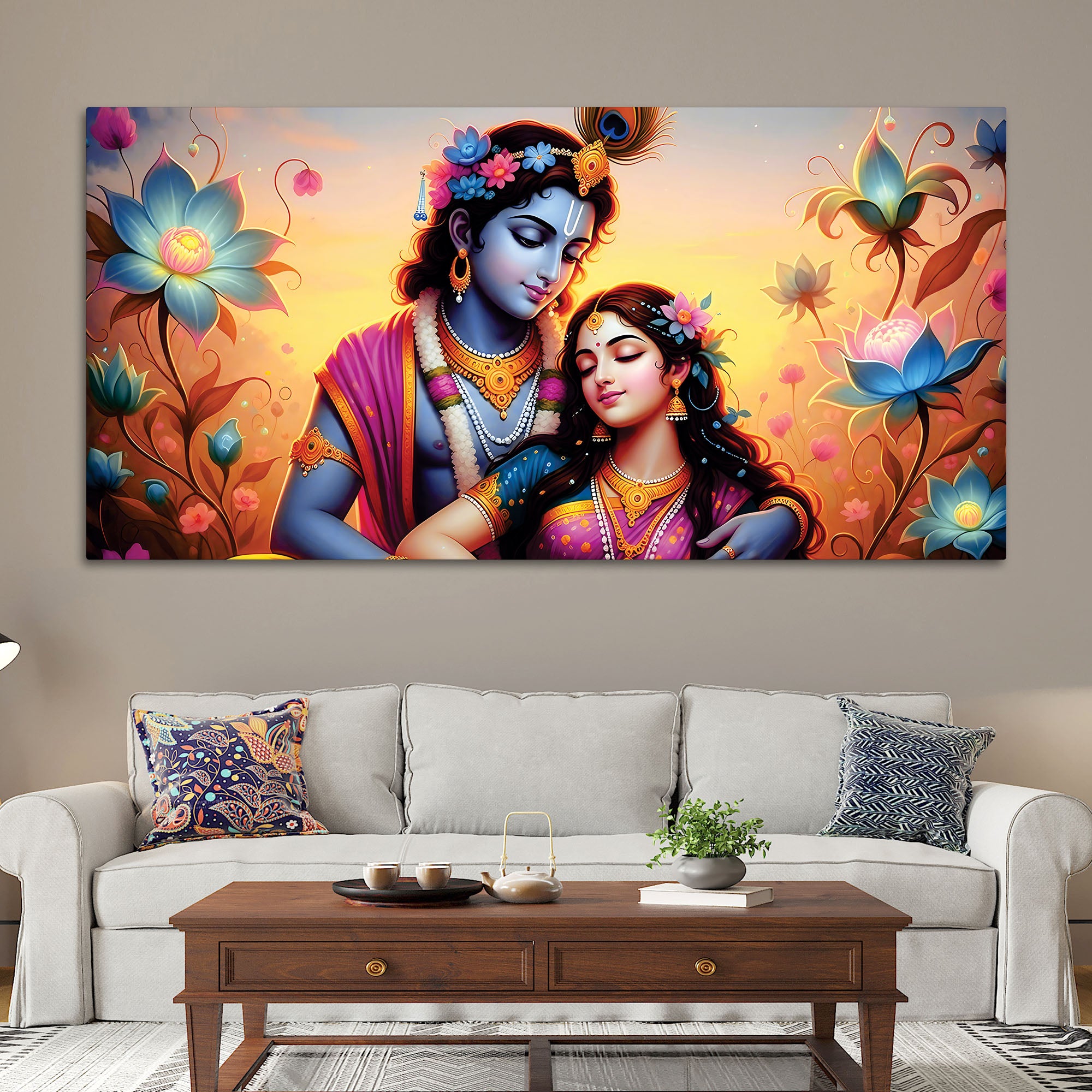 Radha Krishna Modern Wall Art Canvas Wall Painting