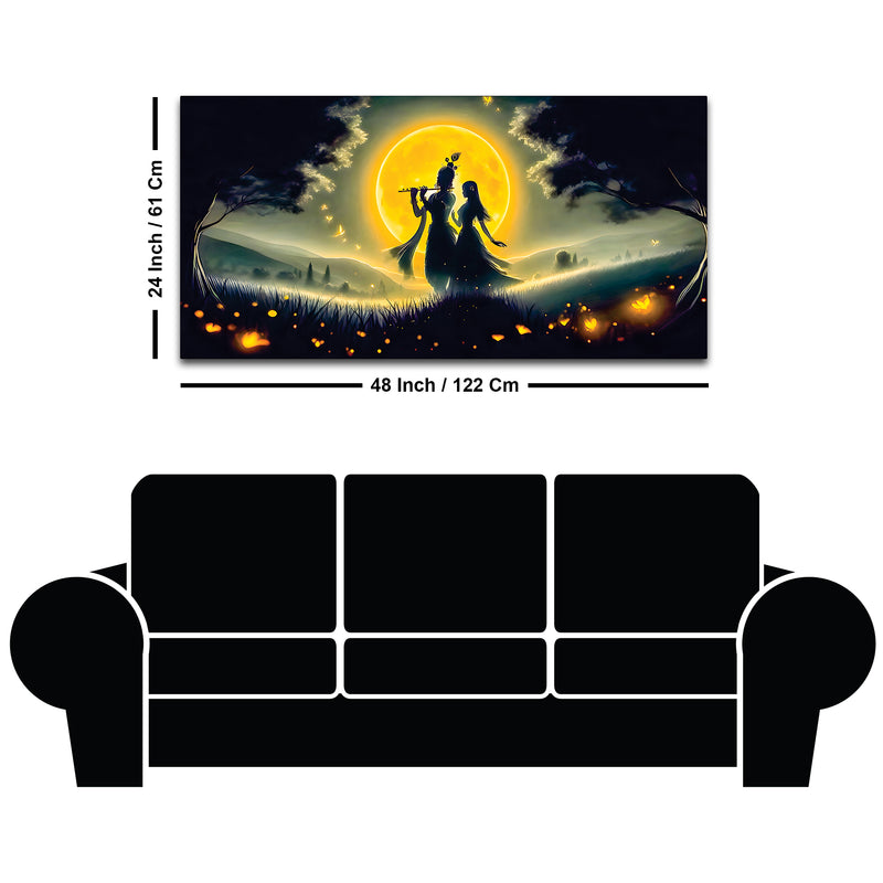 Radha Krishna Moonlight Devotional Painting Wall Art
