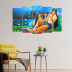 Radha Krishna Painting Set of Five Pieces Canvas Wall Painting