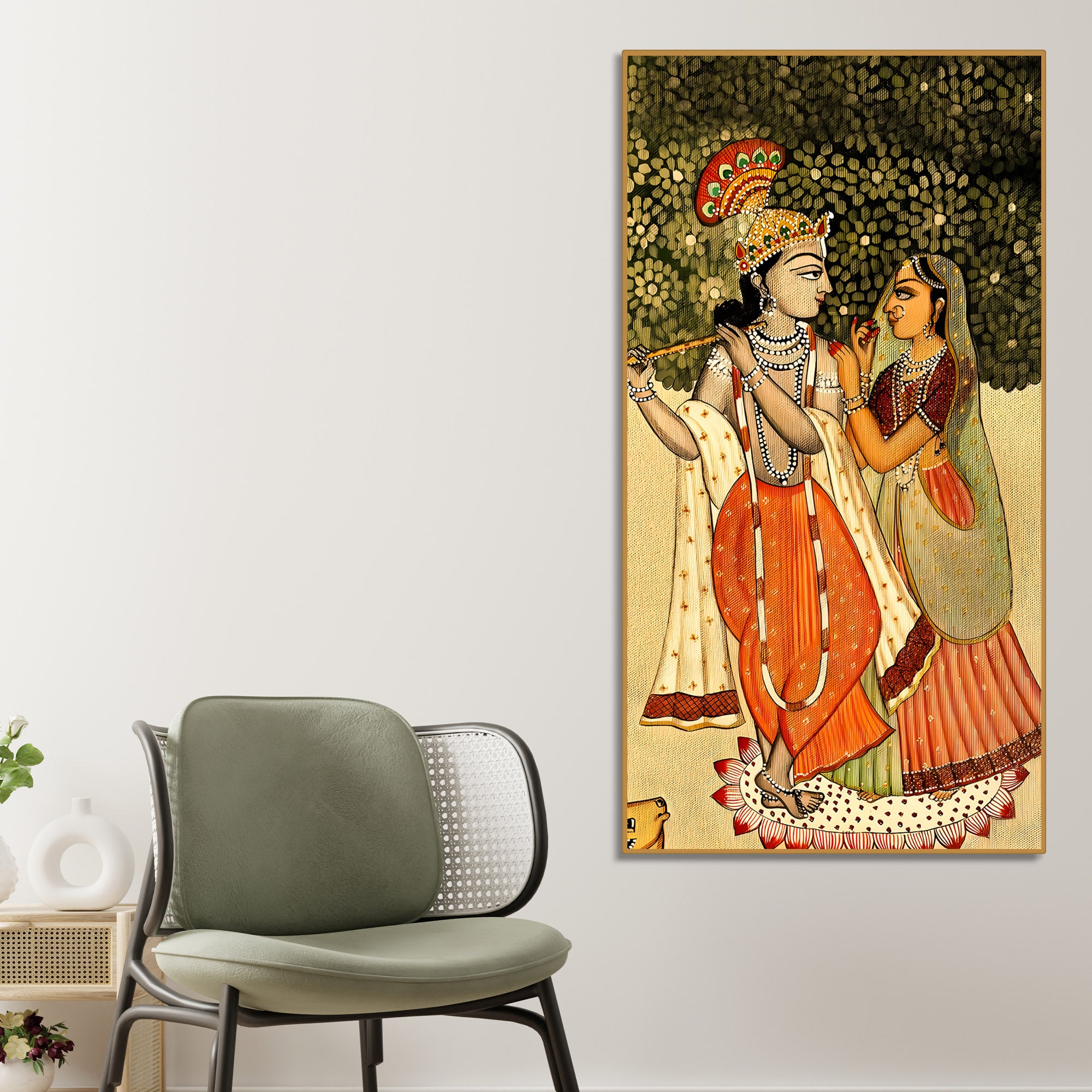 Radha Krishna Pichwai Style Canvas Painting | Devotional Wall Art