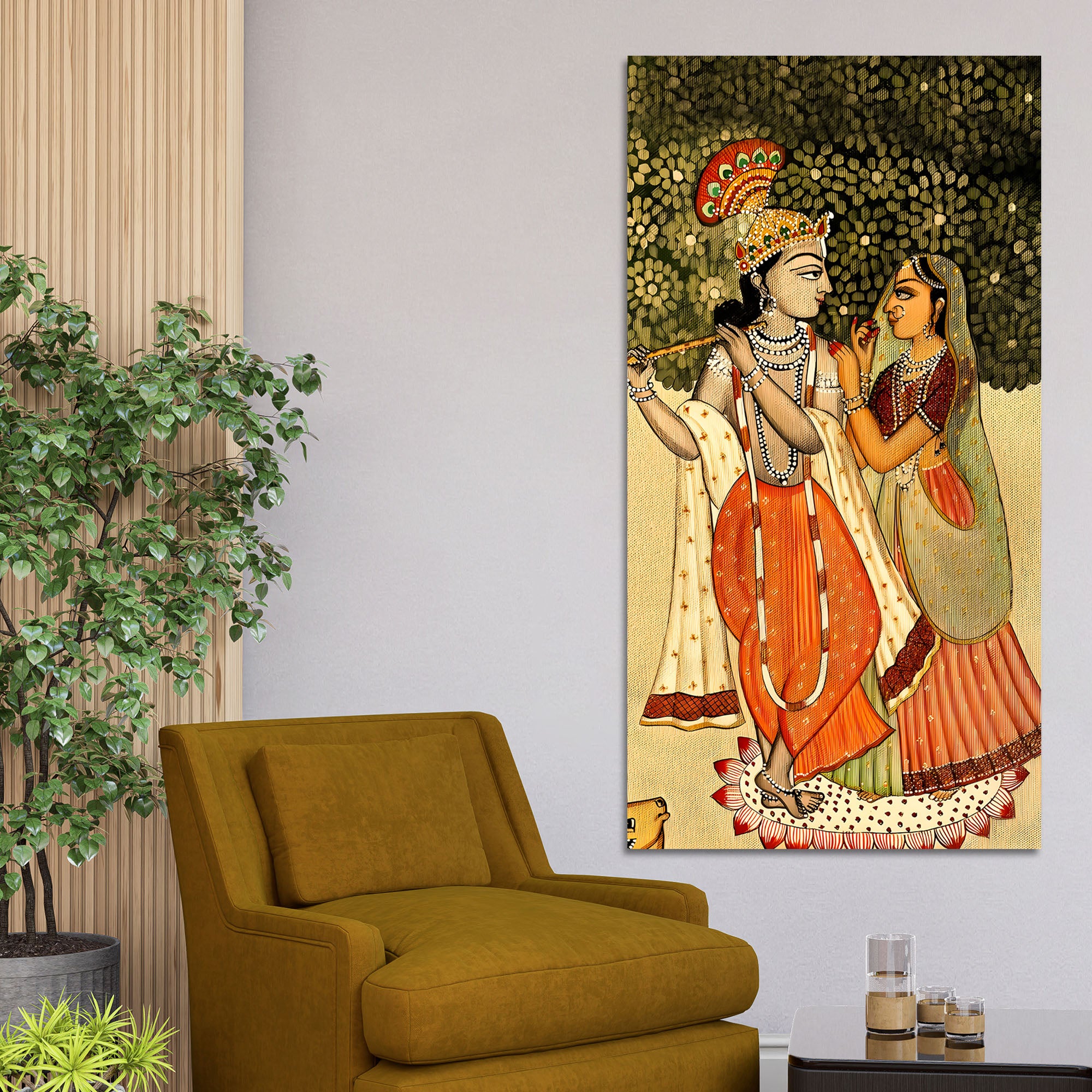 Radha Krishna Pichwai Style Canvas Painting | Devotional Wall Art