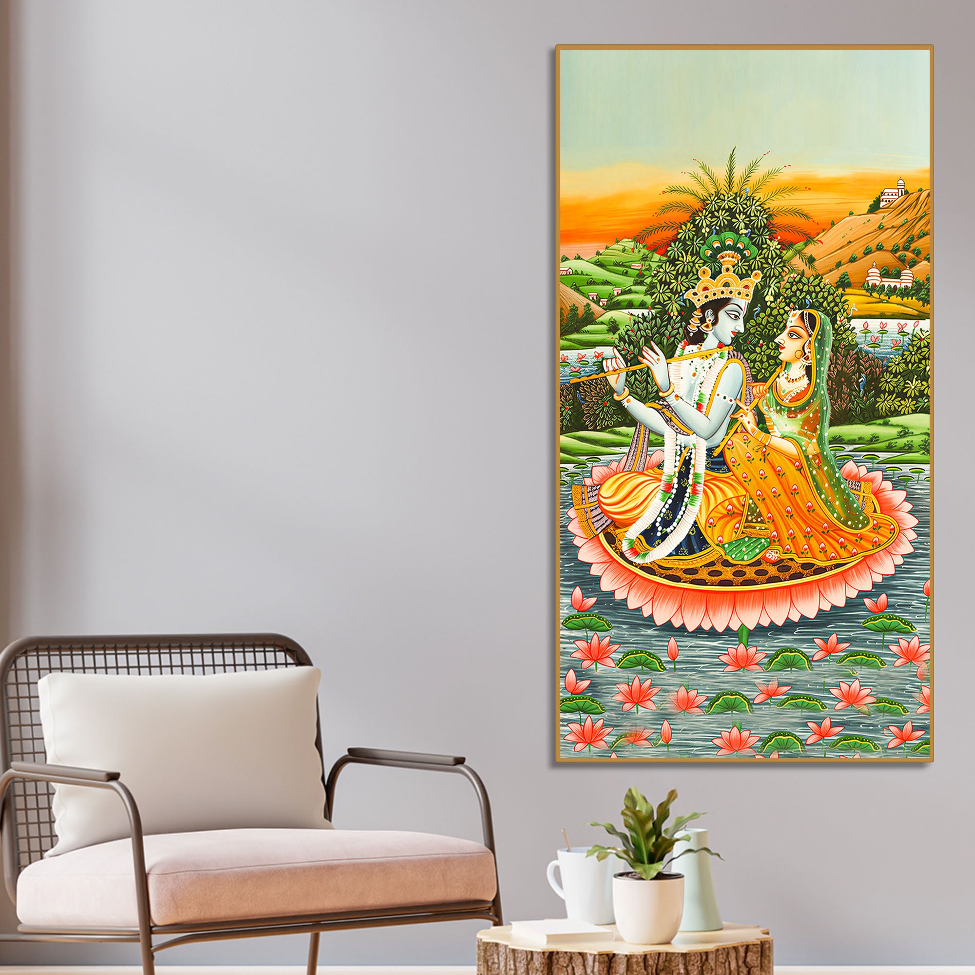 radha-krishna-pichwai-style-canvas-wall-painting-devotional-living-room-decor
