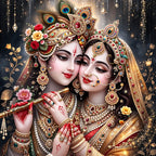 Radha Krishna Portrait Floating Frame Crystal Wall Painting