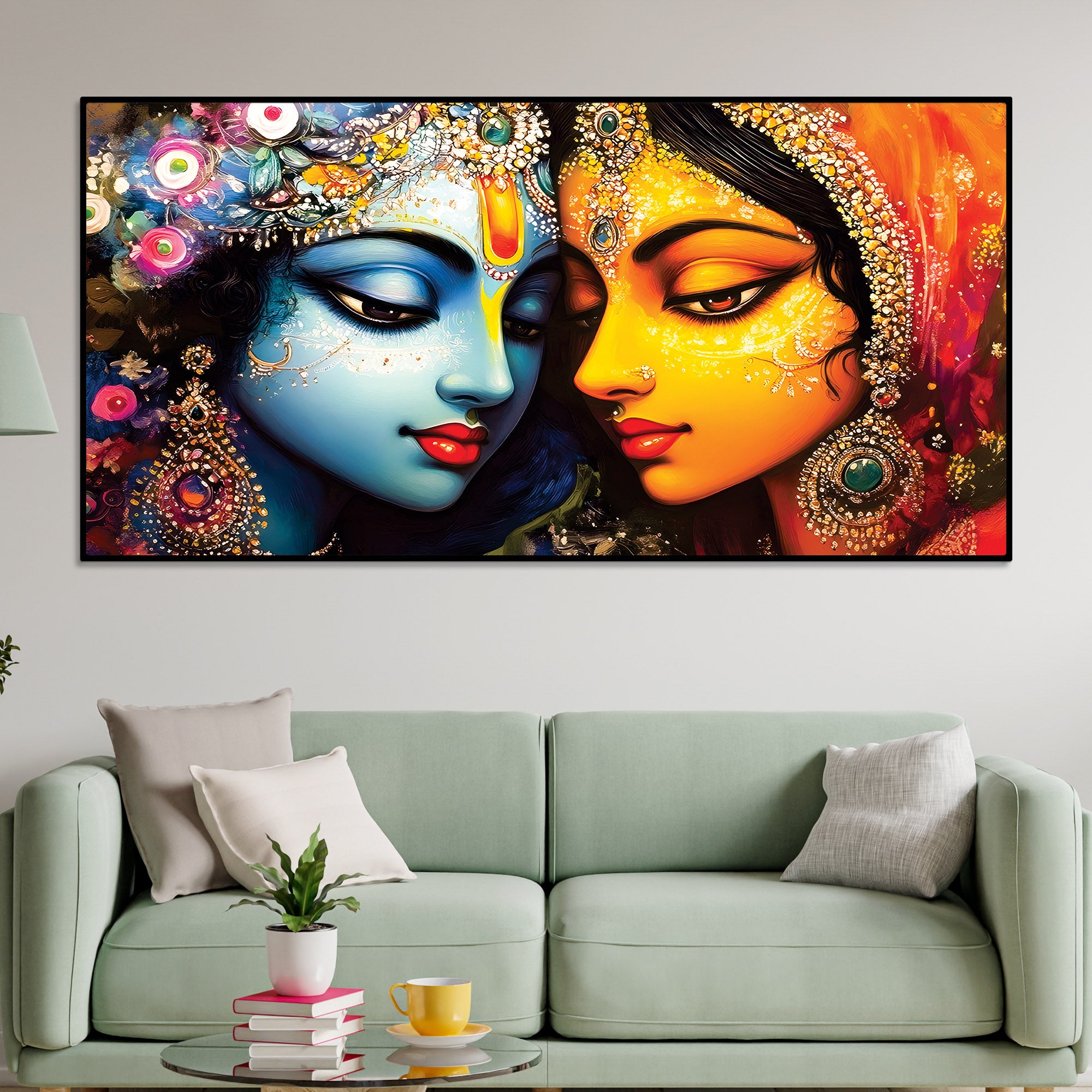 Radha Krishna Premium Spiritual Canvas Painting for Home Decor