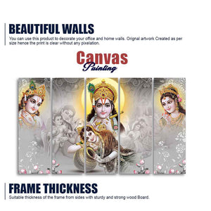 Radha Krishna Premium Wall Painting of Five Pieces