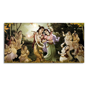 Radha Krishna Raas Leela Canvas Wall Painting