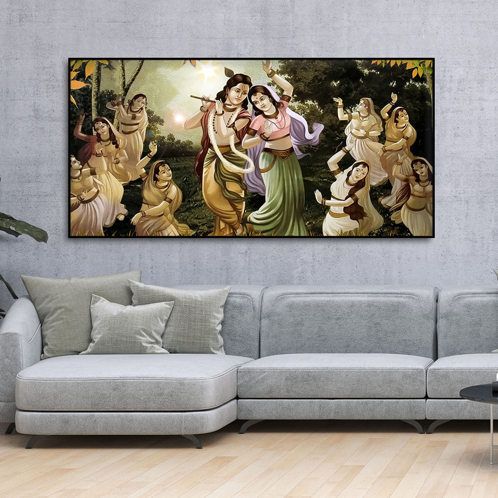 Radha Krishna Raas Leela Canvas Wall Painting