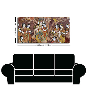 Radha Krishna Rasleela Canvas Wall Painting