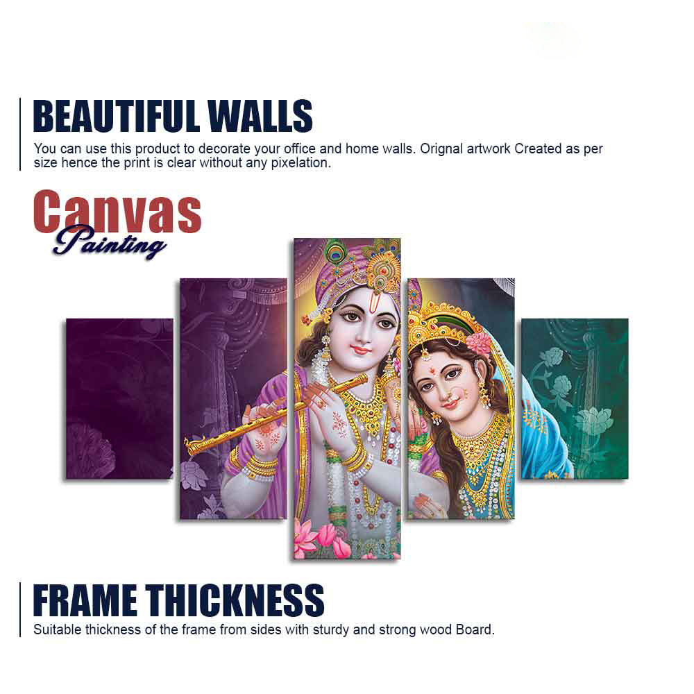 Radha Krishna Religious Wall Painting Set of Five