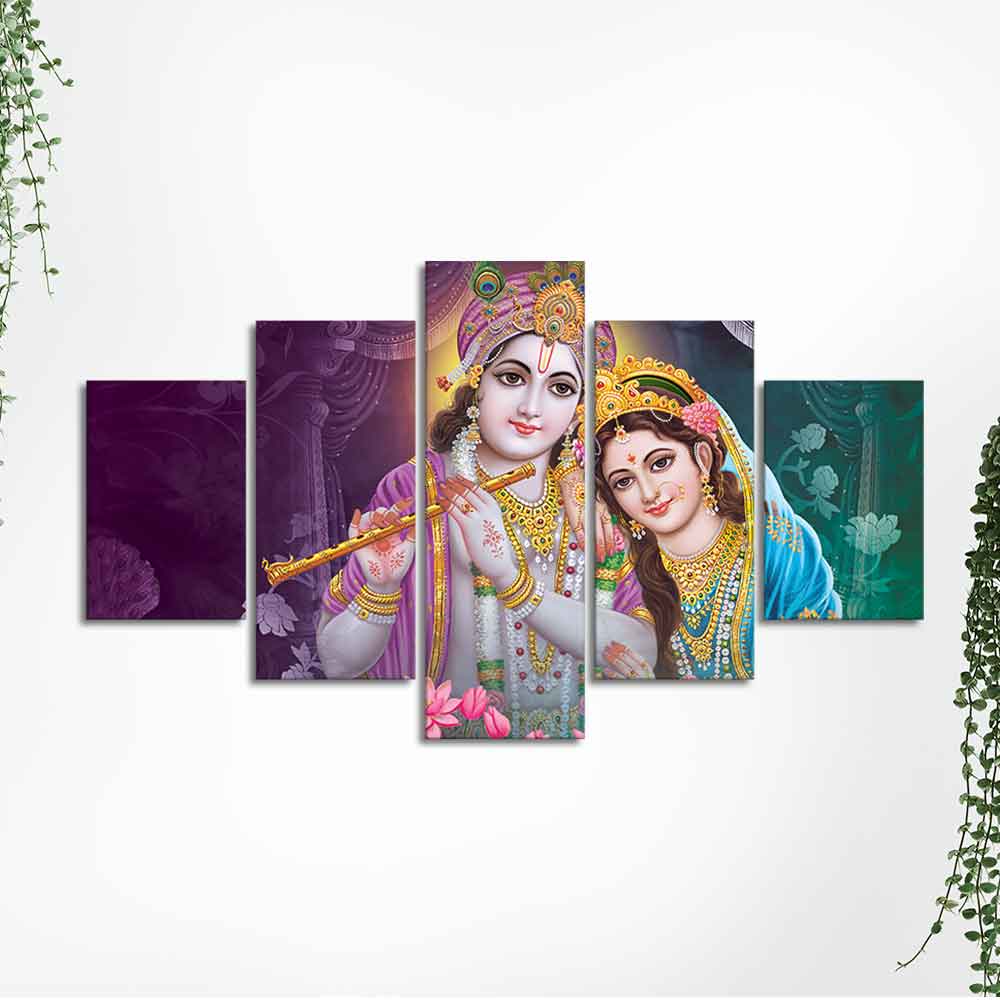 Radha Krishna Religious Wall Painting Set of Five