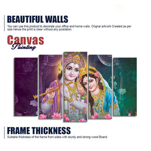 Radha Krishna Religious Wall Painting Set of Five Pieces