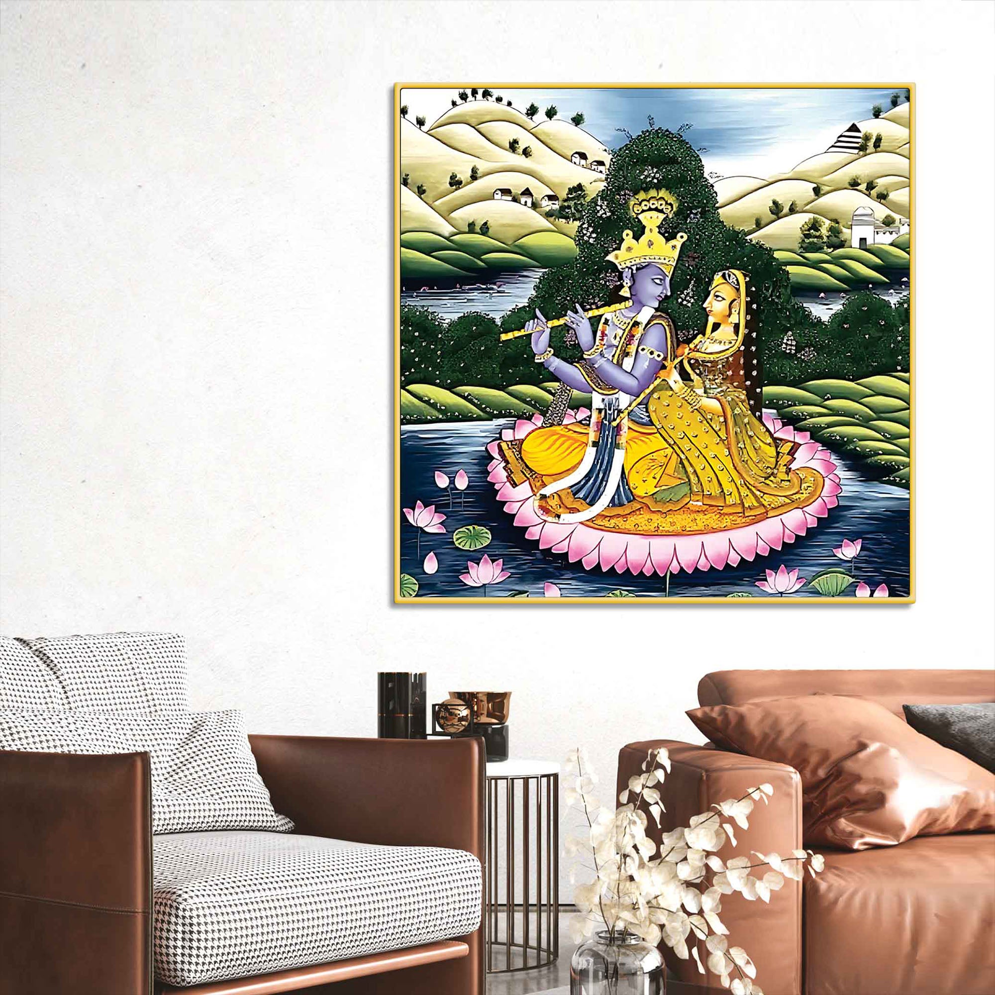 Radha Krishna Romantic Pichwai Painting |Premium Wall Décor