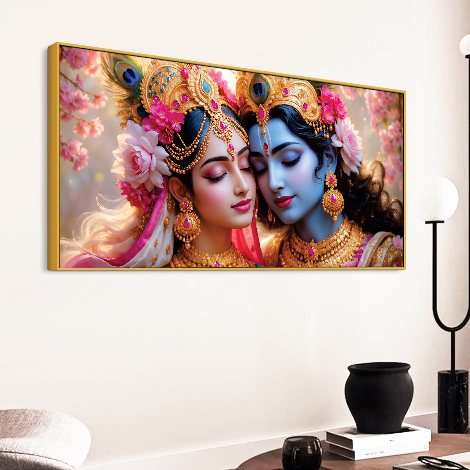 Radha Krishna Spiritual Canvas Painting for Modern Wall Decor