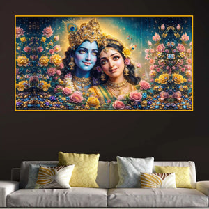 Radha Krishna Spiritual Crystal Glass Painting for Spiritual Home Décor