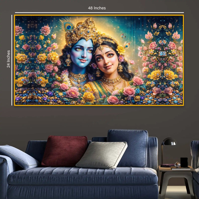 Radha Krishna Spiritual Crystal Glass Painting for Spiritual Home Décor