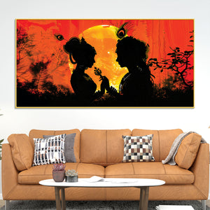 radha-krishna-sunset-silhouette-devotional-painting