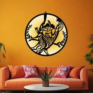 Radha Krishna Swing LED Wall Frame for Temple and Wall Decor